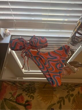Aurelle Swirl Bikini Set in Orange, Pink & Teal